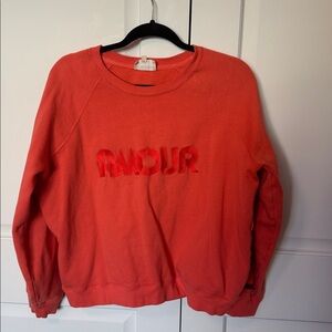 Sezane Orange 'Amour' Sweatshirt